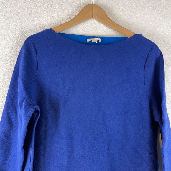 Cos Wool Blend Tunic Sweater Womens Medium Blue Boatneck 3/4 Sleeves Modern - Picture 2 of 11